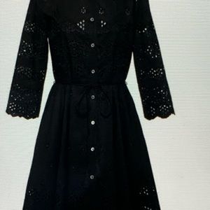 Theory Kalsingas Vintage Eyelet Cotton dress and slip, black, size 10, new